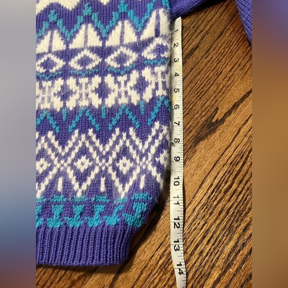 Marceau | Vintage Nordic Fair Isle Sweater Wool Angora Purple White Teal Sz M - Picture 4 of 7